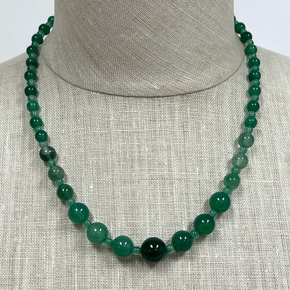 Green Agate Beads Beaded Women's Fashion Adjustable Necklace NWOT